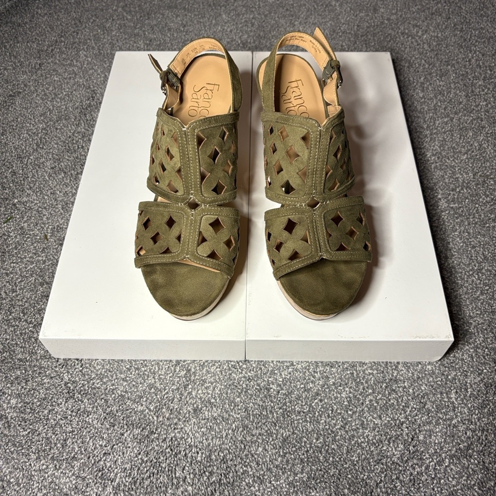 Franco Sarto Khaki Cut-Out Sandals